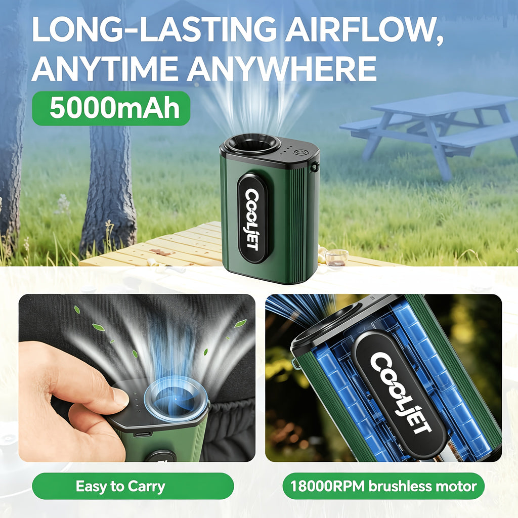 Neck-hanging Portable Waist Fan, Featuring an 18000RPM Powerful Brushless Motor, Four-speed Wind Adjustment, and a 5000mAh High-capacity Long-lasting Battery. Equipped with an LED Power Indicator, It Is Suitable for Outdoor Work, Camping