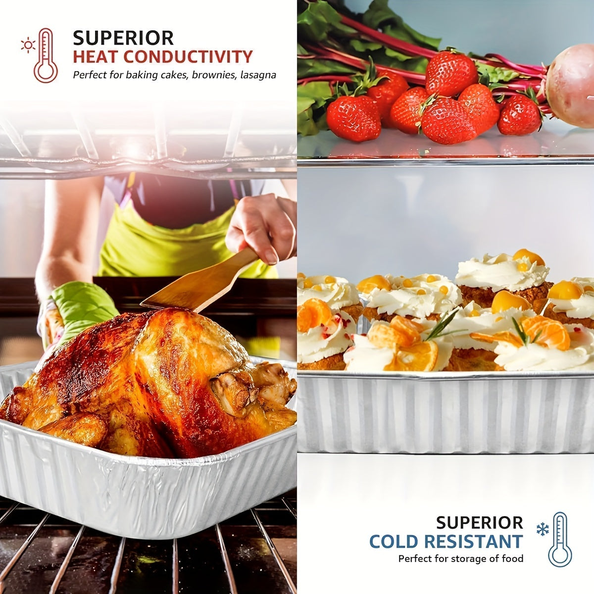 25 Pack Heavy-Duty Disposable Aluminum Pans with Lids - 9x13 Half-Size Baking Sheets, Chafing Trays & Oven Steam Table Pans for roasting, reheating, Cooking - Commercial/ Use (25 Count) | Durable Foil Trays with Covers