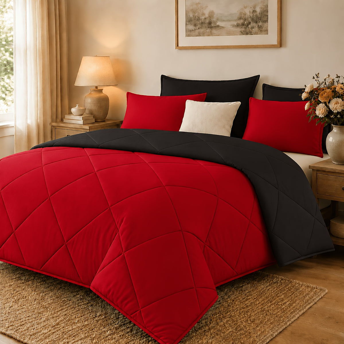 2/3pcs Solid Color Diamond Quilted Large/King Size Bedding, Soft, Comfortable, and Fluffy with Microfiber Filling and Lightweight, Breathable Fabric. Easy to Care for, Warm for All Seasons. Includes Comforter and Pillowcases. Luxurious Quality