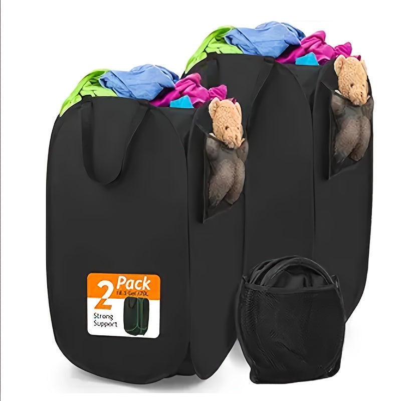 2pcs/ 1pc Large Foldable Laundry Basket, Dirt Clothes Basket With Padded Handle - Waterproof Freestanding Dirt Clothes Basket. Easter Gift(With Random Color Options)