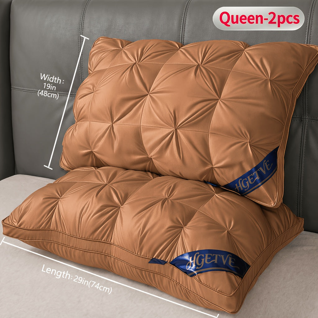2pcs Luxury Hotel-quality Pillows, Deep Sleep Neck Pillow, High Fluffiness, Not Easy To Collapse, Suitable For All Seasons, Soft Fabric, Easy To Clean, Available In Multiple Colours And Sizes, Queen/King Size, Holiday Gift