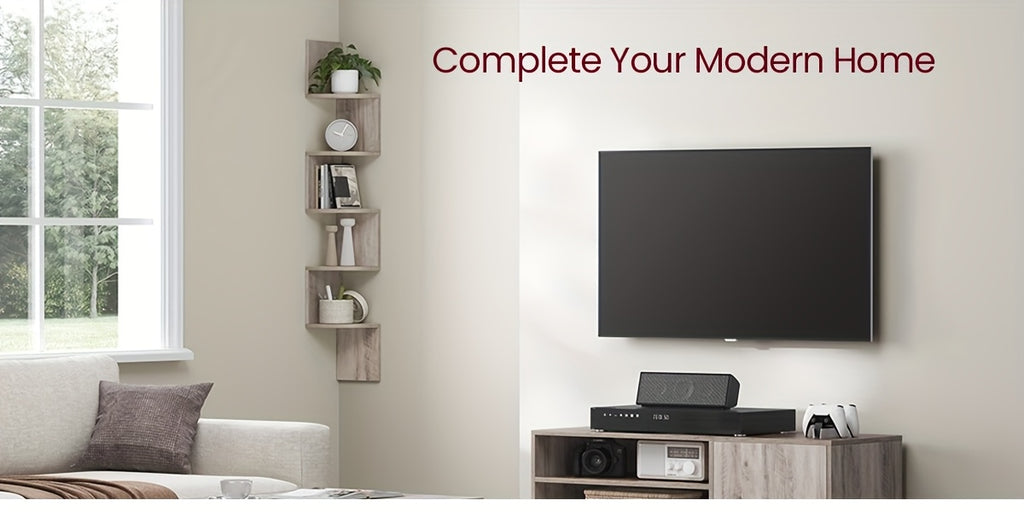 5-Tier Corner Floating Shelf Wall Mount - Space Saving Storage Rack for Bedroom, Living Room, Radial Display Organizer Easy Install (7.48*7.48*49.21inch), Wall Shelves for Display, Shelf for Living Room, Wall Shelves