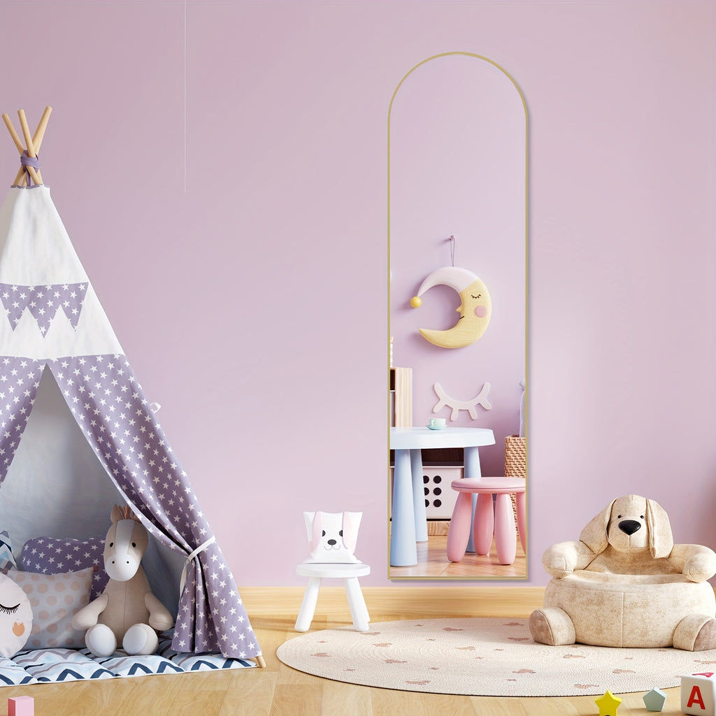 Idle Way 59x16 Arched Full-length Mirror, Vertical Or Tilted Full-length Mirror, Thin Frame, Suitable for Mother And Baby Room, Golden Or Black