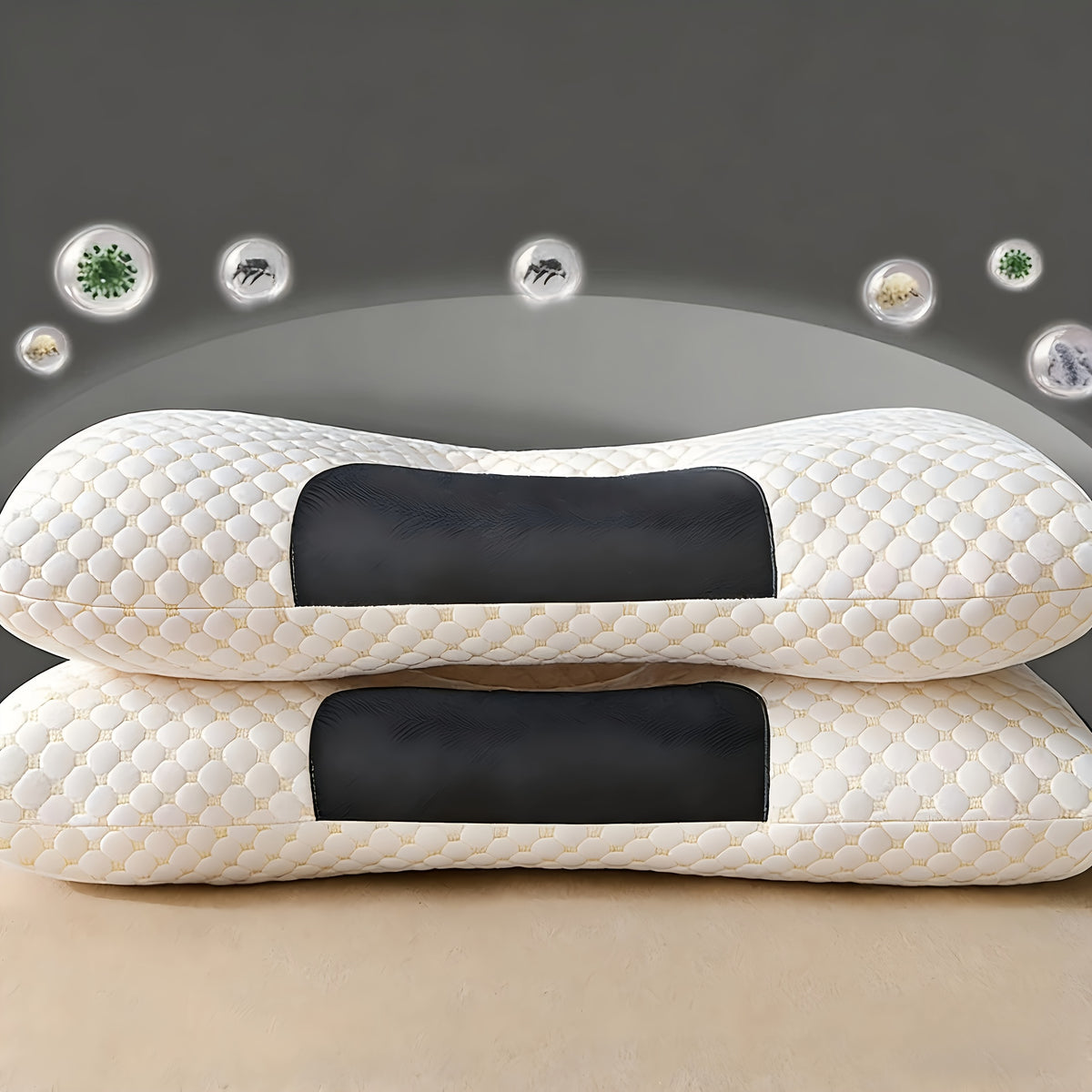 2-Piece/4-Piece Soft Massage Neck Support Pillows - Ergonomically Designed with High-Quality Filling for Deep Sleep and Neck Support, Features a Removable Cover, a Must-Have for Student Dormitories, Maintains Its Shape, and Is Machine Washable