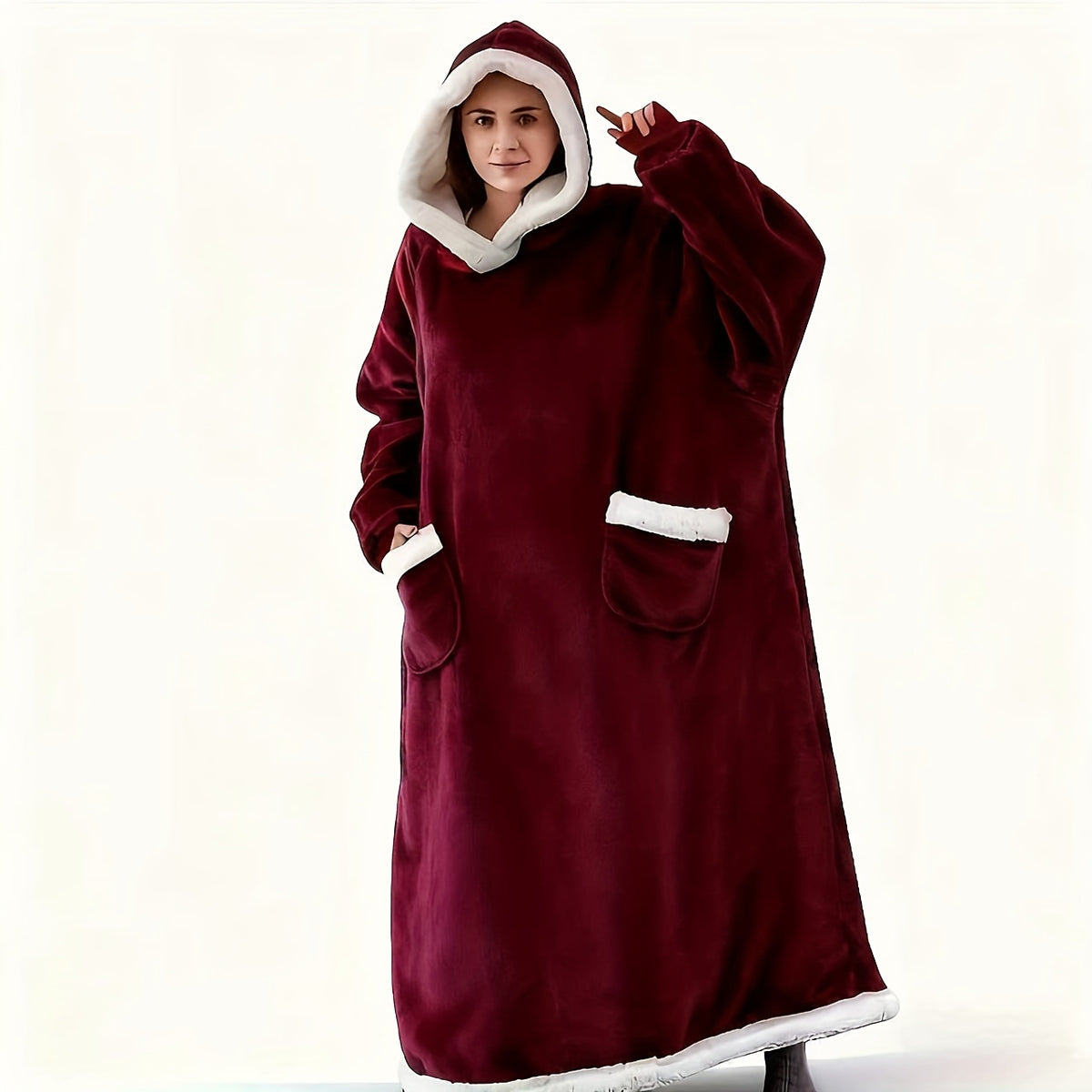 1pc Thick Warm Hoodie Flannel Extra Long Wearable Blanket for Women And Men, Oversized Blanket Sweatshirt Super Soft And Warm And Comfortable Winter Giant Adult Wearable Blanket Hoodie with Pockets