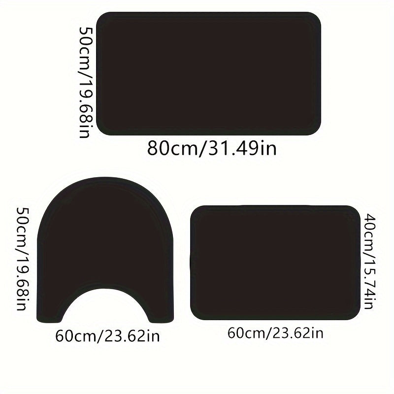 3pcs Soft Diatomaceous Earth Bath Mat, Bathroom, Kitchen, Laundry Room/ Indoor Use Non-Slip Absorbent Polyester Floor Mats, Bathroom Mats|Fashion Mats|Polyester Mats, Bathroom Mats, Create Your Own Style/ Clean, Easy to Clean