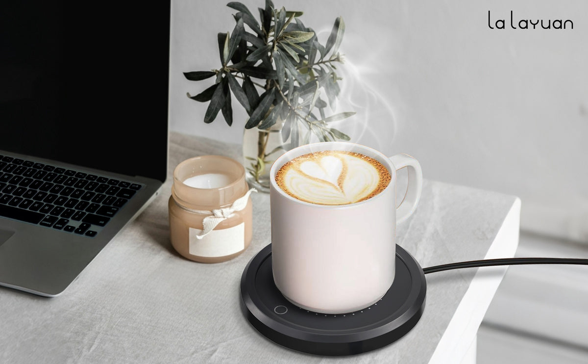 LALAYUAN Electric Mug Warmer, Fast Heating Coffee Cup Warmer with Temperature Control, 110V US Plug, Plug Powered Beverage Heater, with Desk, for Coffee Lovers, Coffee, Milk, Tea, Candle Wax Gift