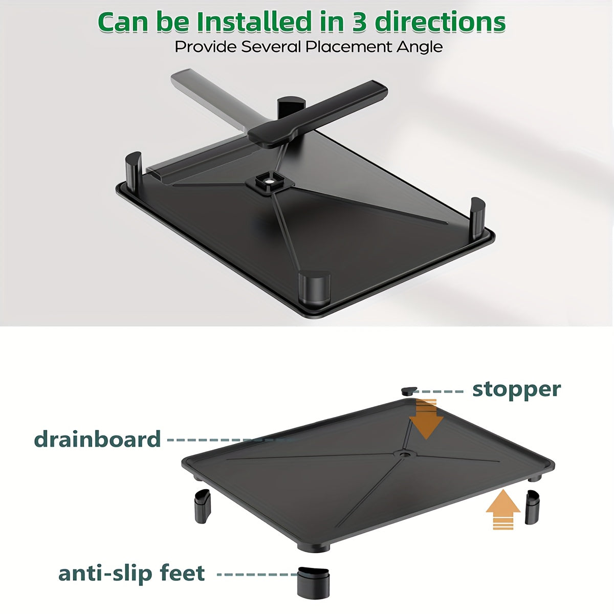 2 Tier Dish Drying Rack for Kitchen Counter, Dish Drainers for Kitchen Counter with Drainboard, Metal Kitchen Dish Rack with Drain, Kitchen Drying Rack Two Tier, Black Dish Racks