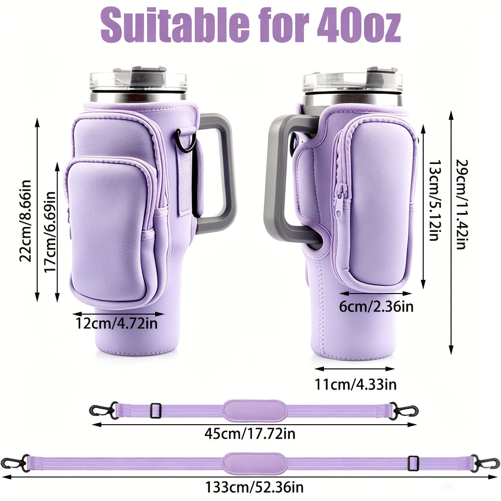 A Water Bottle Organizer With A Phone Pocket, Suitable For Men And Women, Can Accommodate A 40 Oz Stainless Steel Mug. The Adjustable Pouch Makes It A Perfect Gift Or Water Bottle Accessory For Stainless Steel Water Bottles