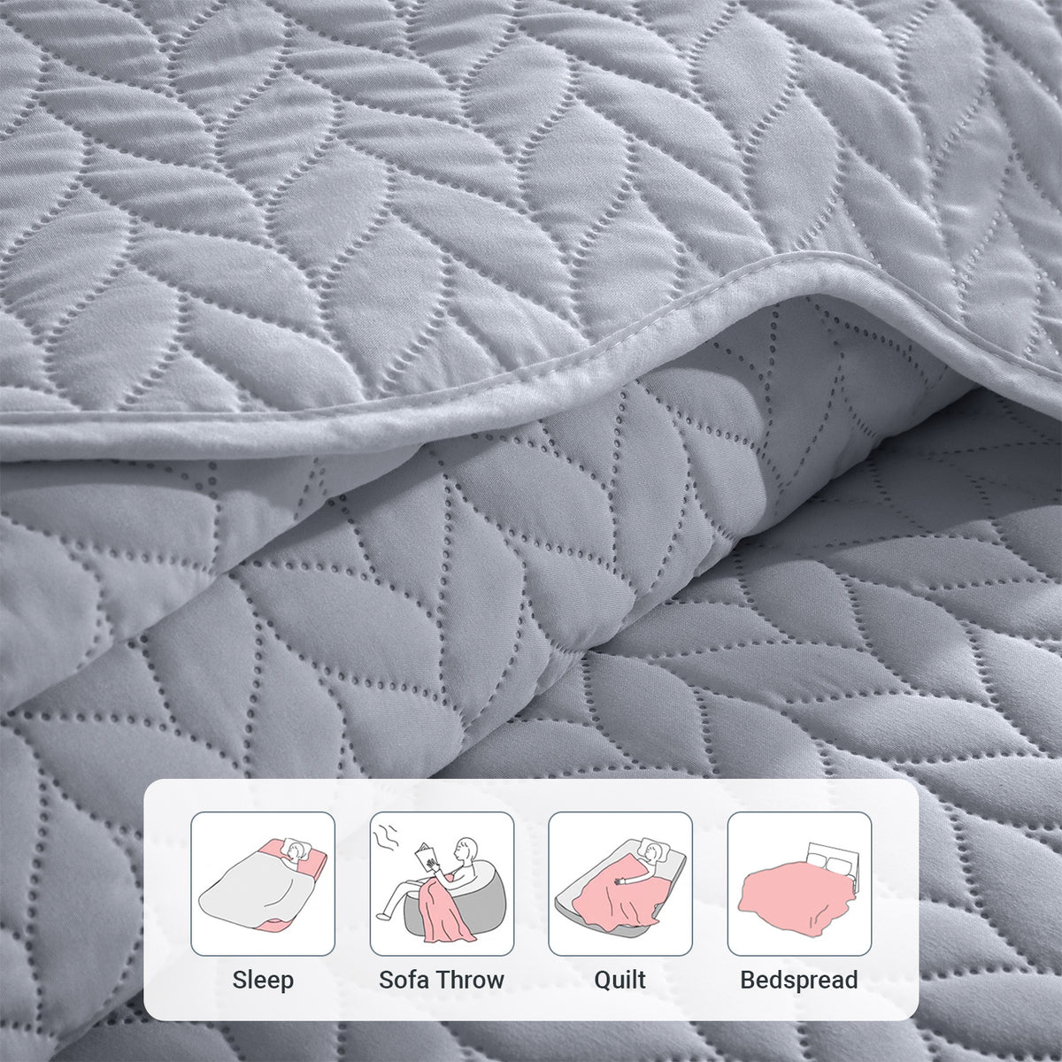Lightweight Quilted Bedspread – Soft and Breathable Quilt Set, All Season Microfiber Bedding, Modern Style Soft Bedding Set, Twin, Full / Queen, King Sizes, Machine Washable Halloween Christmas