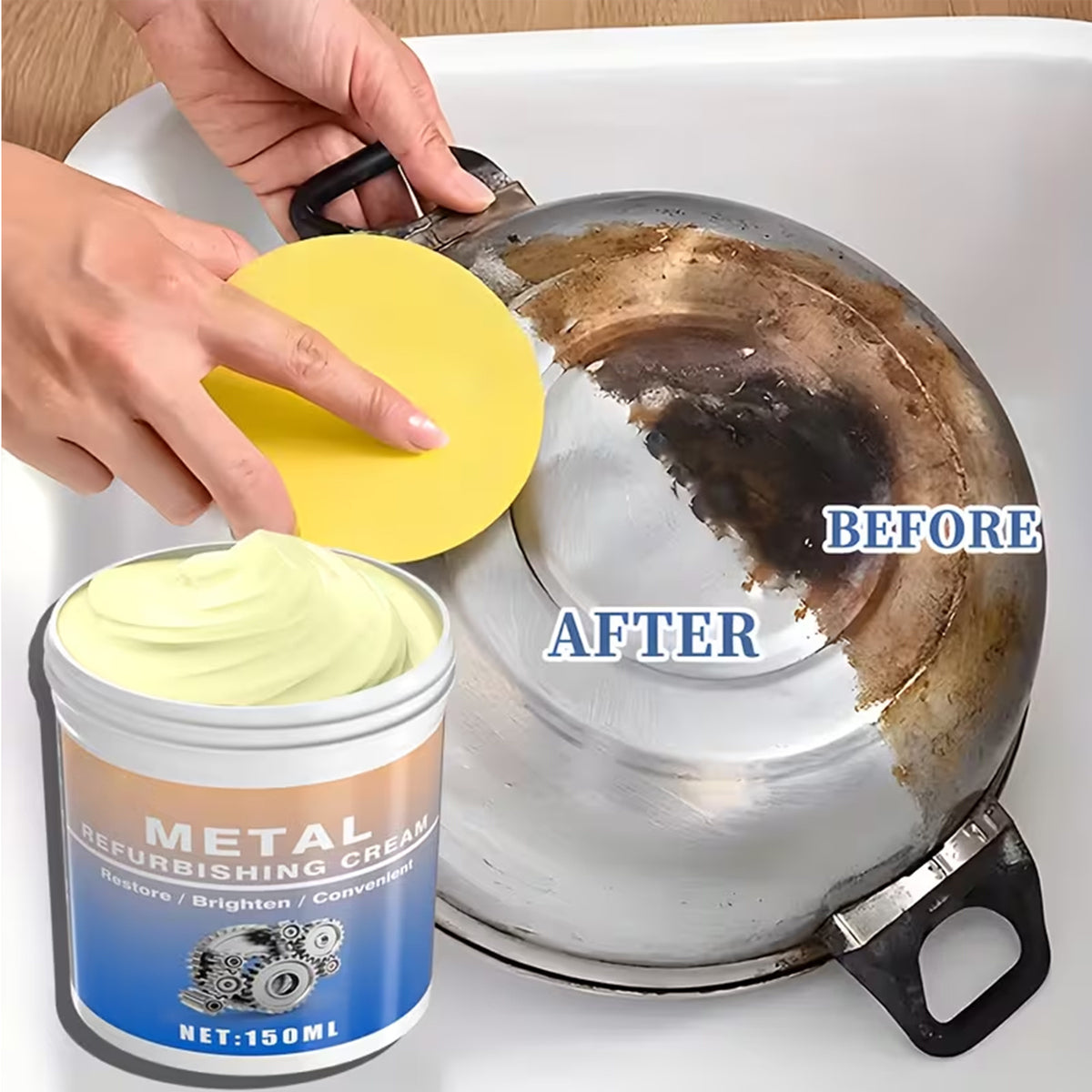 Professional-Grade Metal Polishing Compound- Multi-Purpose Metal Restoration Cream for Kitchen Appliances, Ovens, Range Hoods,, and Polishing Applications. Polishing Compound, Professional Formula, Smooth Surface Polishing