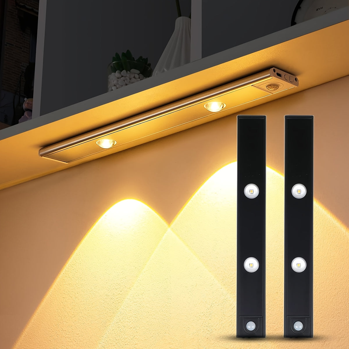 JUANGU 3pcs/2pcs Smart LED Motion Sensor Light - Dimmable Cabinet Light, USB Rechargeable, 3 Adjustable Modes, Smart Night Light, Suitable for Bedrooms, Stairs, Kitchens, Piano Rooms, and Dance Studios, Bedside Reading Light | Cabinet Light | Smart