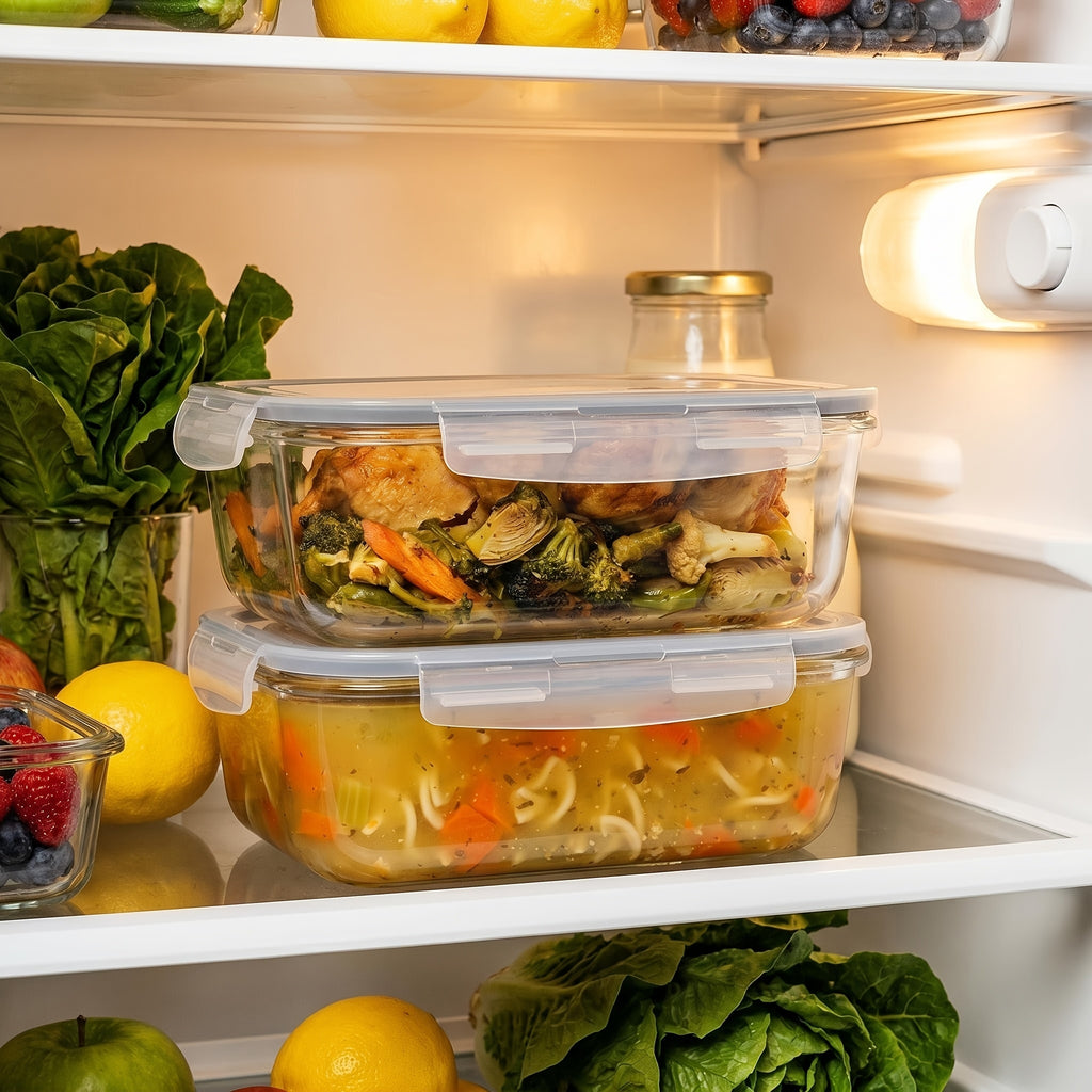 1860ml/ 63oz Large Glass Storage Containers With Lids, 2Pack for food & Dish Transport-Bus Tubs, Meal Prep for food Container Set With Snap Airtight Lid, Leak Proof, For Food Storage And Transportation