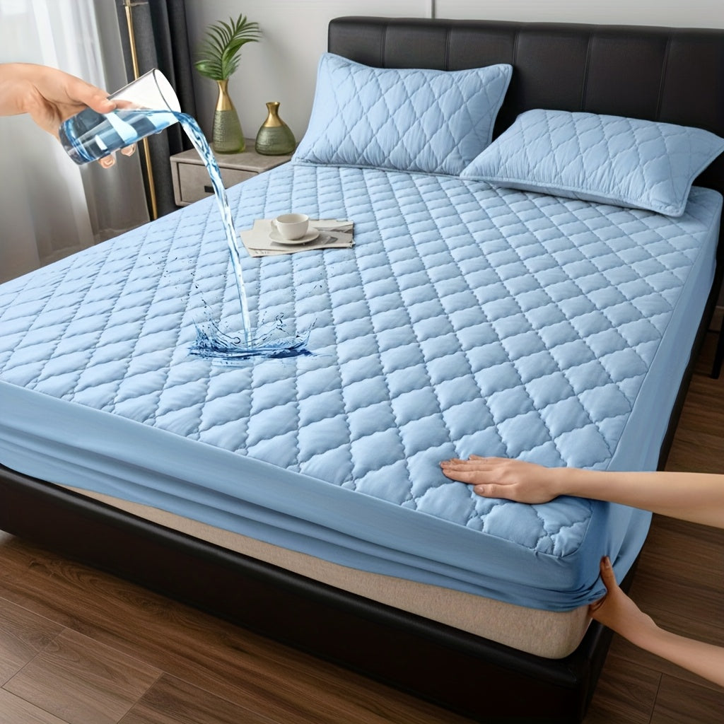 1pc High Quality Mattress Protector with Embossed Design - 11.8-inch Thickened Fitted Cover for Twin/Full/XL/King Beds (Excludes Pillowcases), Bedding Essential In Solid Color, Minimalist Bedroom Must-have