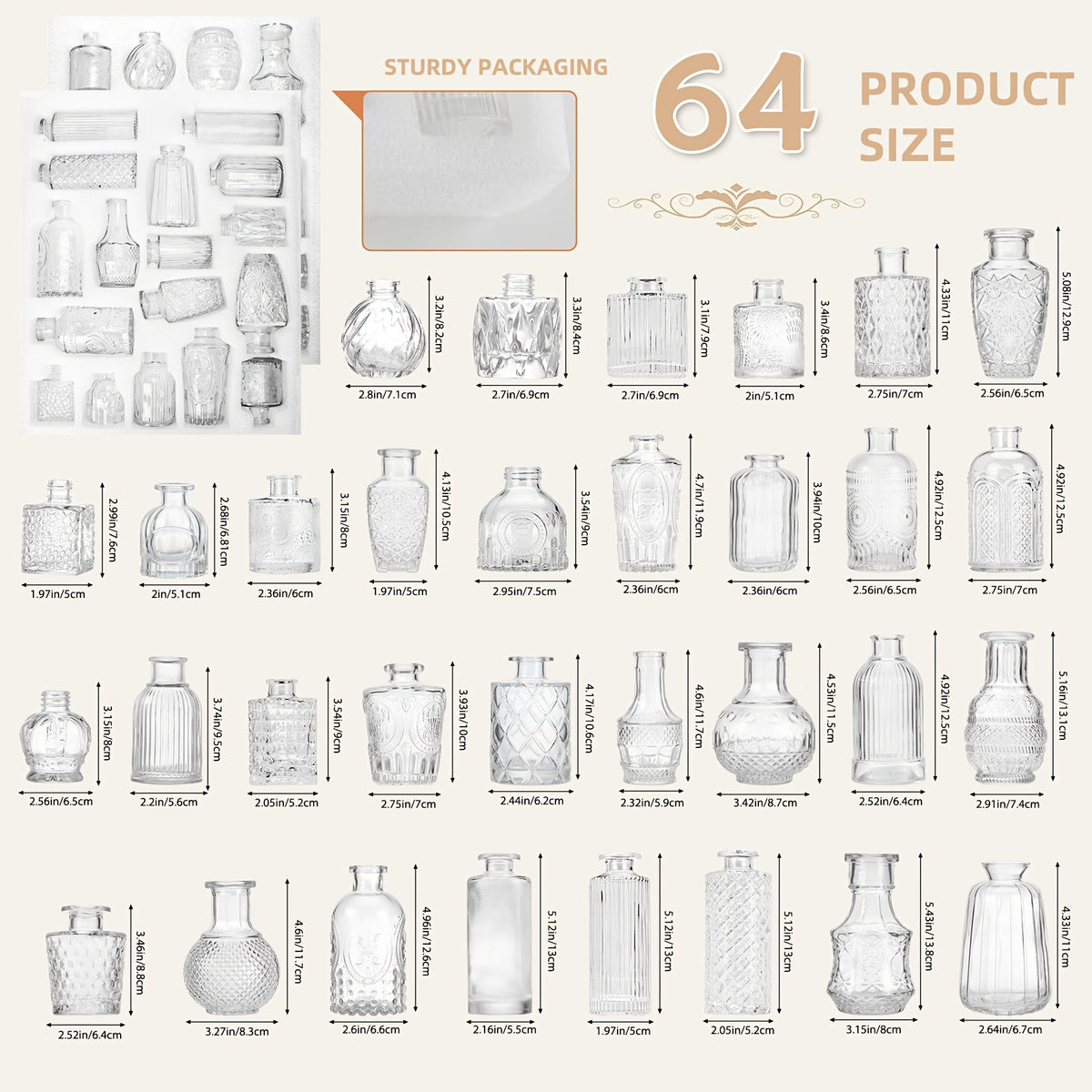 TOMNK 12/30/43/52/72Pcs Bud Vase, Party Centerpieces, Wedding Centerpieces for Tables, Mini Clear Bud Vases for Flowers, Small Flower Vases Suitable for Birthday Party, Anniversary, Wedding, Home Table Deco, Multiple Sizes