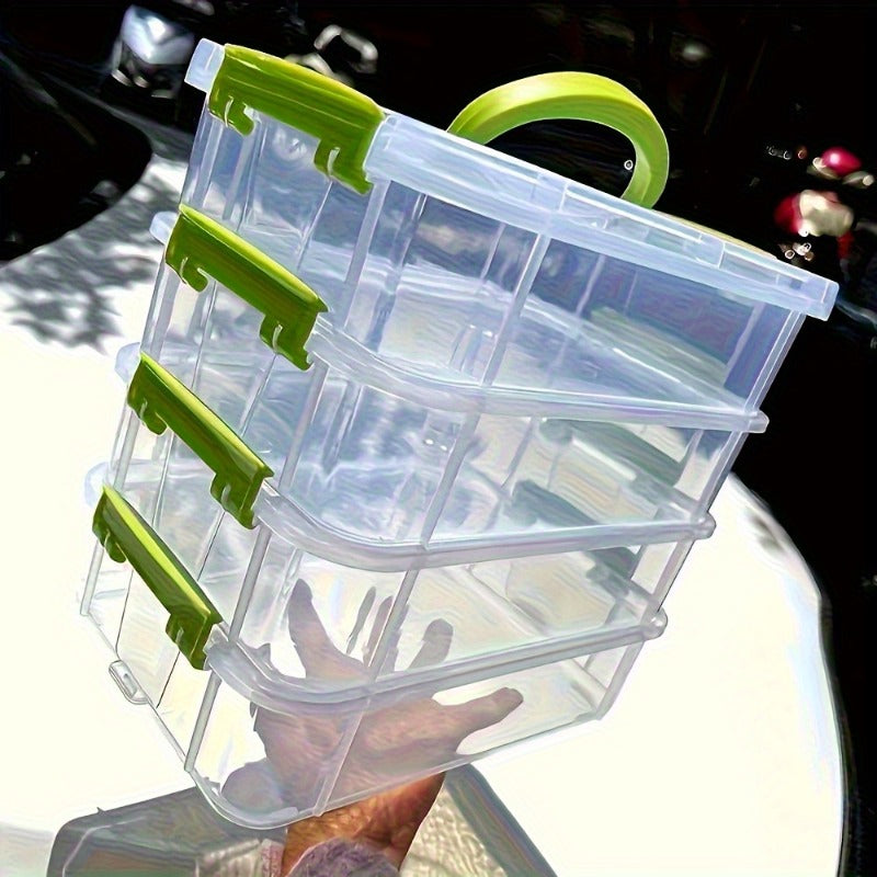 Stackable Large-Capacity Transparent Plastic Storage Box with Lid And Handle. Compartmentalized Drawer Design, Ideal for Hair Additions, Jewelry, And Stationery. Suitable for Home And Office Use, Easy for Neat Storage