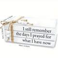 White Wooden Decorative Book Stack, Set of 3 Farmhouse Faux Books with Prayer Quote and Bead Tassels for Coffee Tables, Shelves and Mantel Styling