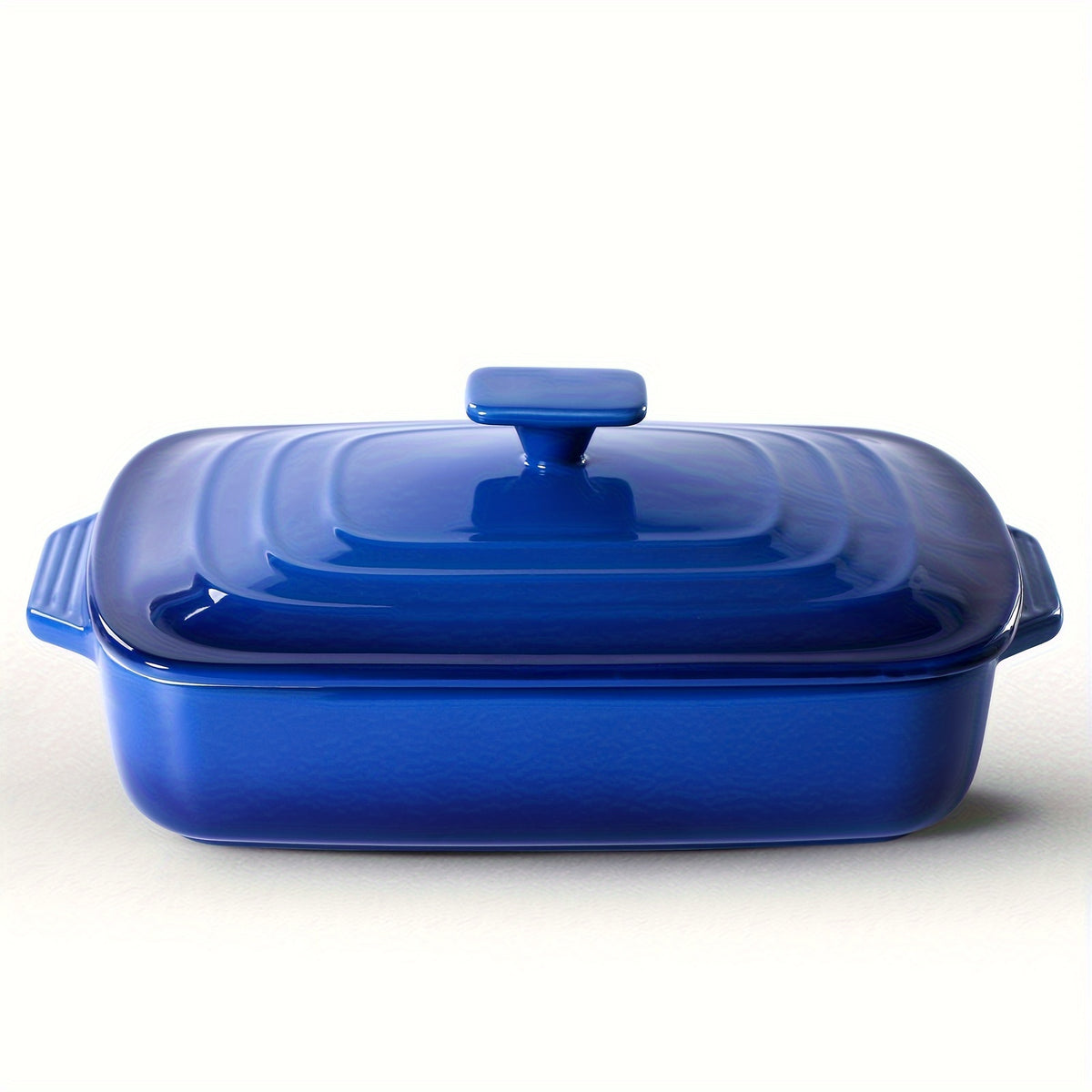 Stoneware Casserole Dish with Lid, 4 Quart Rectangular 9x13 Inch Ceramic Lasagna Baking Pan in Red Blue or White for Oven Meals and Table Serving