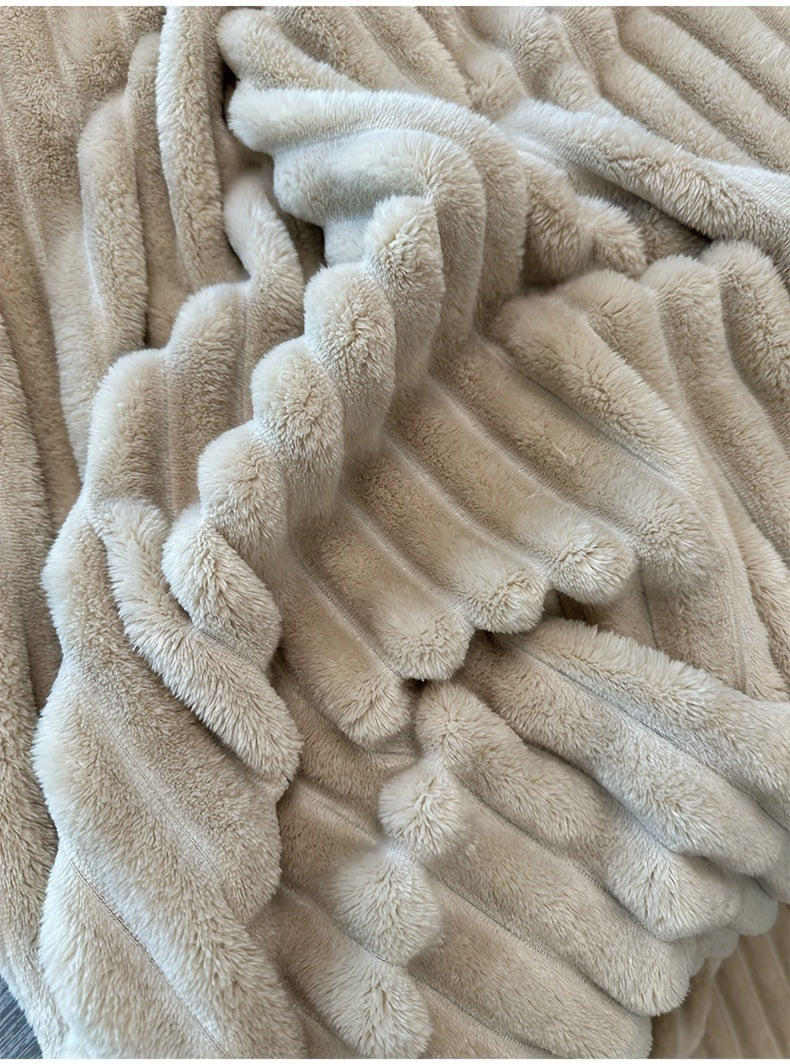 Ultra-Soft Thick Fleece Blanket | Multi-Color, 3D Faux Rabbit Fur, Double-Sided, Ideal for All Seasons, Home, Office, Travel, Camping, Gift for All Occasions