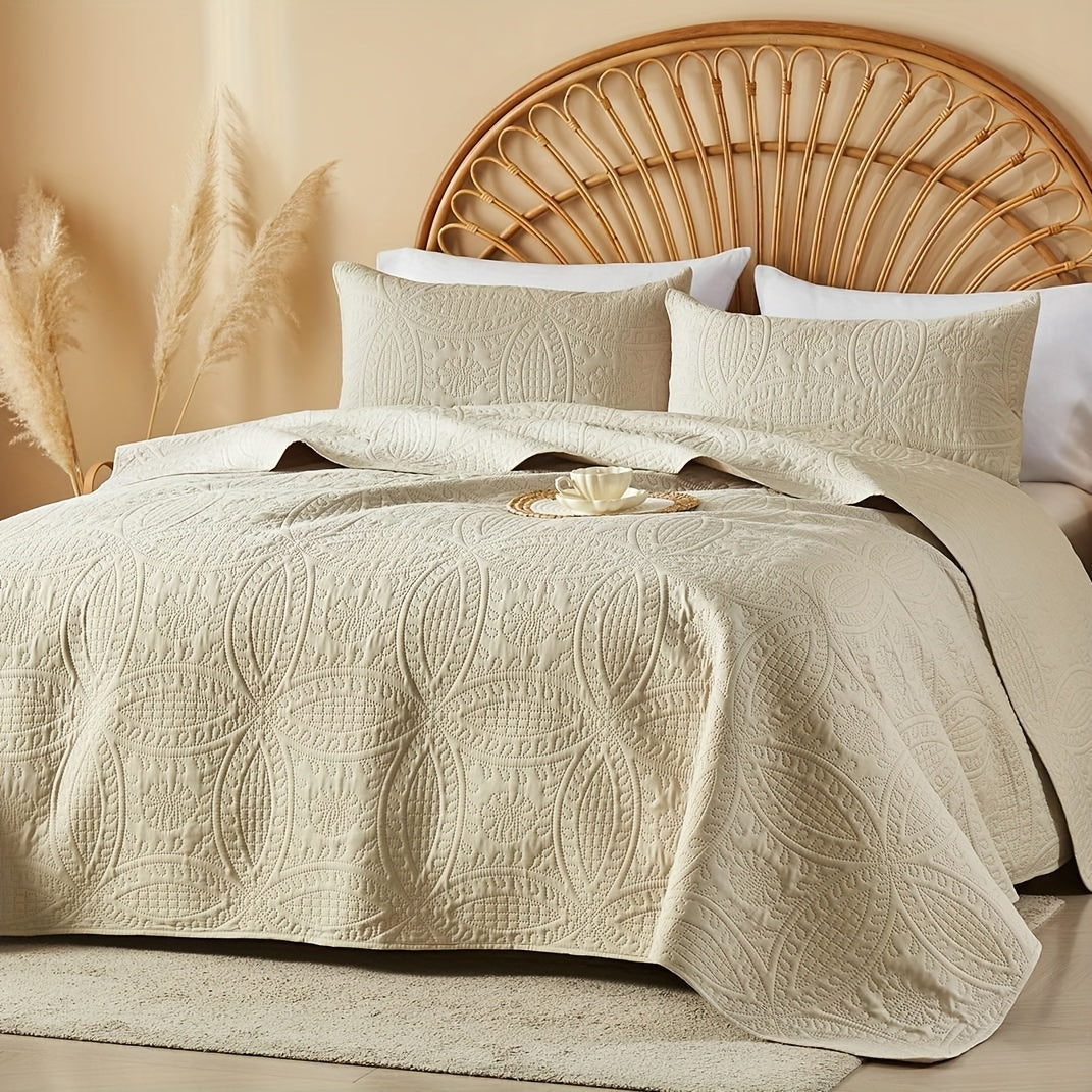 2/3pcs Cooling & Refreshing Summer Quilt Set - Multiple Colors Plus Random Color Available - Lightweight Breathable Microfiber Bedspread - Modern Coin Pattern Coverlet All Season - Holiday Gifts For Family Friends (1 Quilt, 1/2 Pillow Shams)