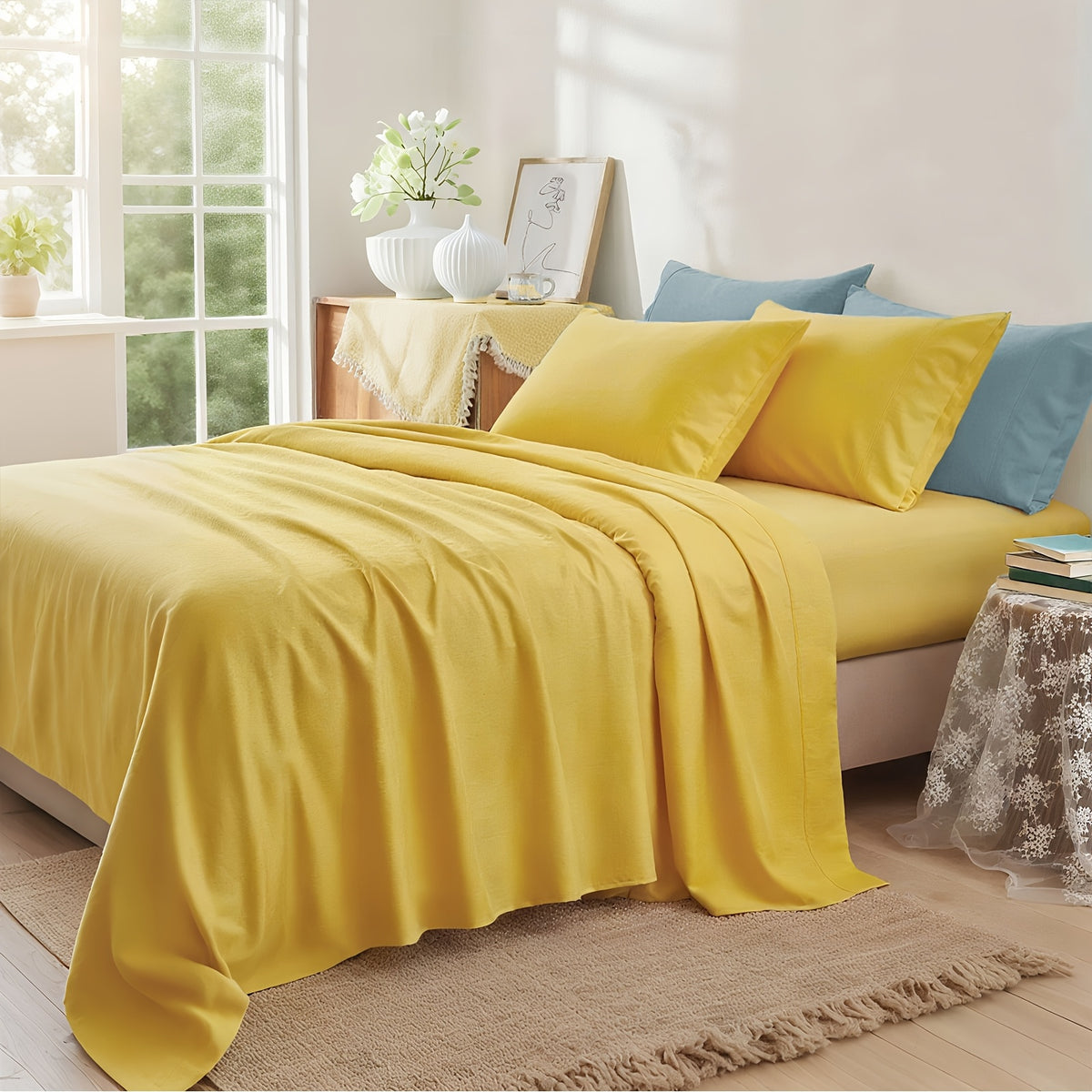 ClevaHome Light Luxury Breathable Sheet Set - 3/4pcs Deep Pockets Cooling Soft Bedding, Fade-Resistant Deep Pockets, All-Season Comfort, Ideal for Dorms, Guest Rooms Everyday Use Twin Full Queen King Sheet