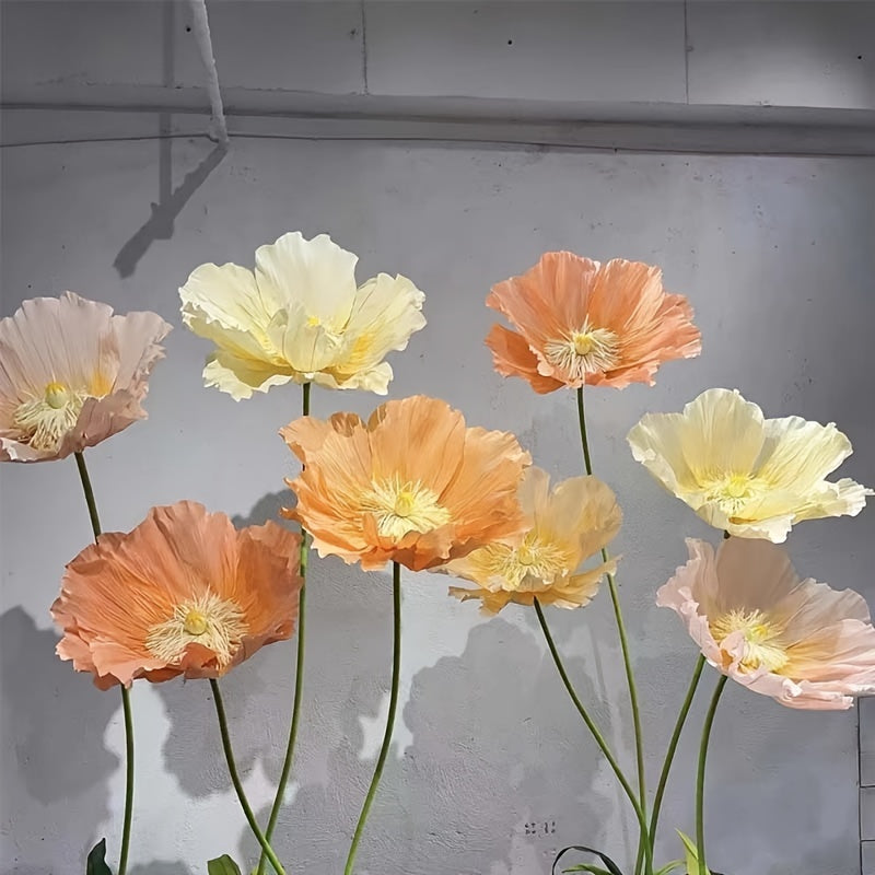 1pc, Super-large Poppy Artificial Flowers Fell To The Ground, Visited The Shopping Mall, Shop Window Decoration, Wedding Scene Decoration, Artificial Fake Flowers, Paper Flowers, Paper Art Flowers