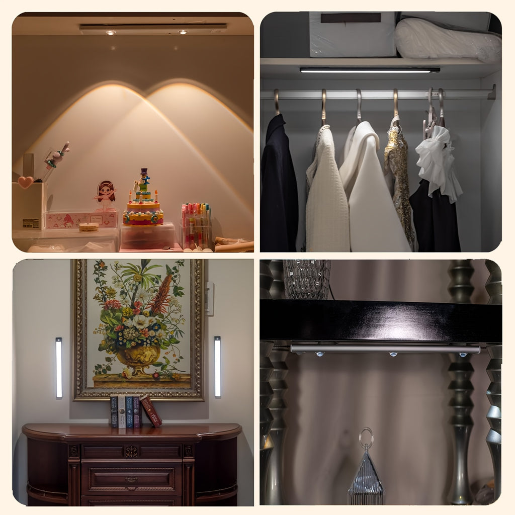 JUANGU 3pcs/2pcs Smart LED Motion Sensor Light - Dimmable Cabinet Light, USB Rechargeable, 3 Adjustable Modes, Smart Night Light, Suitable for Bedrooms, Stairs, Kitchens, Piano Rooms, and Dance Studios, Bedside Reading Light | Cabinet Light | Smart