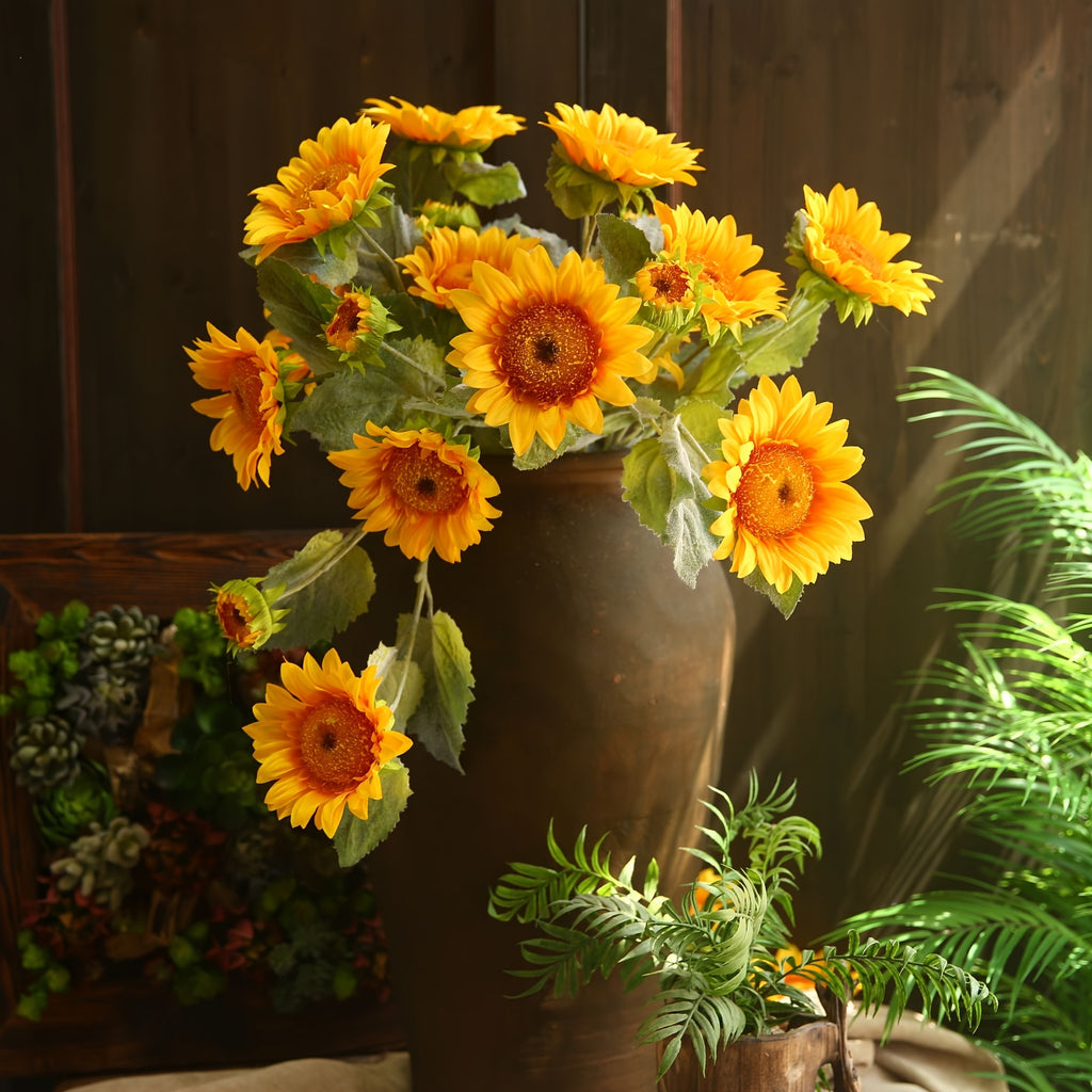 20/10Artificial Sunflowers. Suitable for Home Decor, Outdoor Decoration, Weddings, Churches, Schools, Photography Props, Restaurant Furnishings And Internet-famous Photo Backdrops. Also Ideal As Mother's Day Gifts And Party Centerpiece Decorations