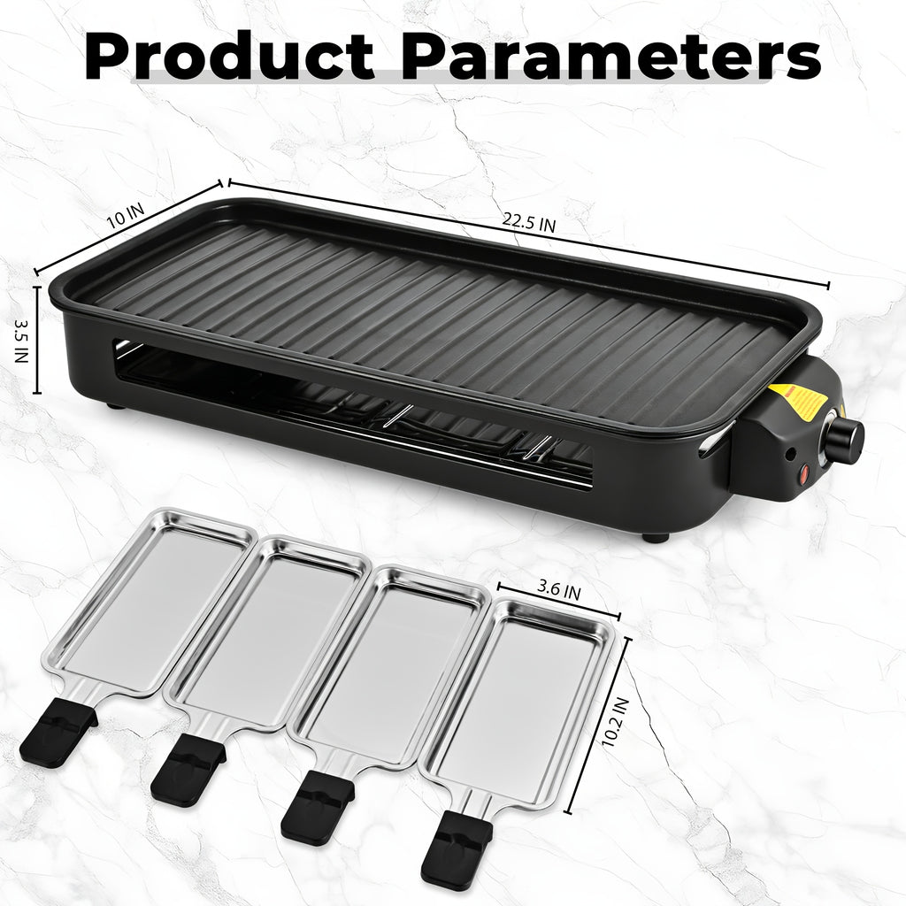 Electric Smokeless Grill Indoor BBQ Grill & Griddle with Non-Stick Removable Plate, Portable Suitable for, Dishwasher Safe, 1500W Fast, 304 Stainless Plate & Hot Pot, Gifts for Christmas, Compact for Small Spaces