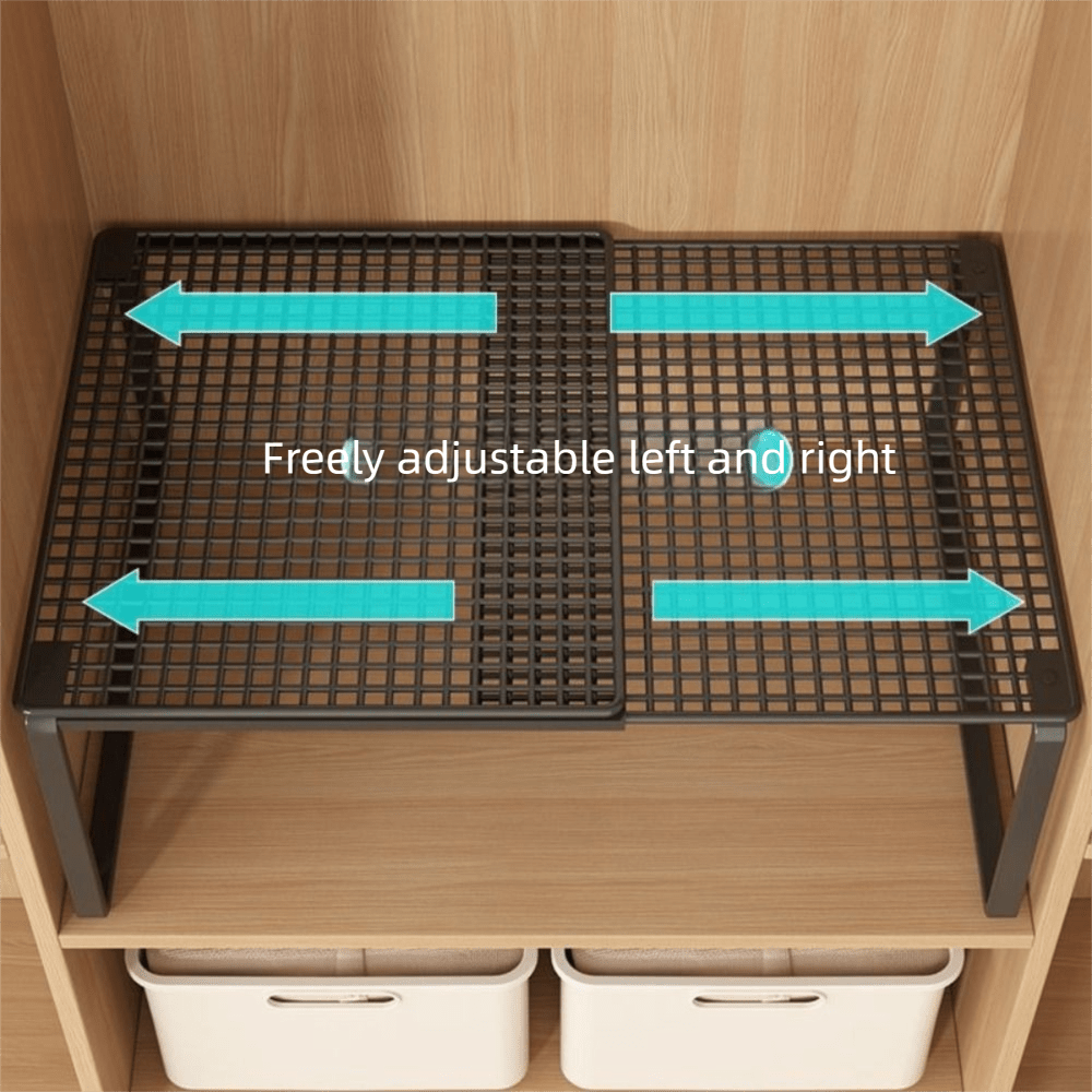 Heavy-duty Adjustable And Expandable Wardrobe Storage Rack-space-saving Stackable Metal Storage Rack, Polished Treatment, Kitchen, Bedroom, Desk Storage Rack, Storage Rack, Sundry Rack, Storage Rack, Kitchen Rack, Kitchen Storage Rack