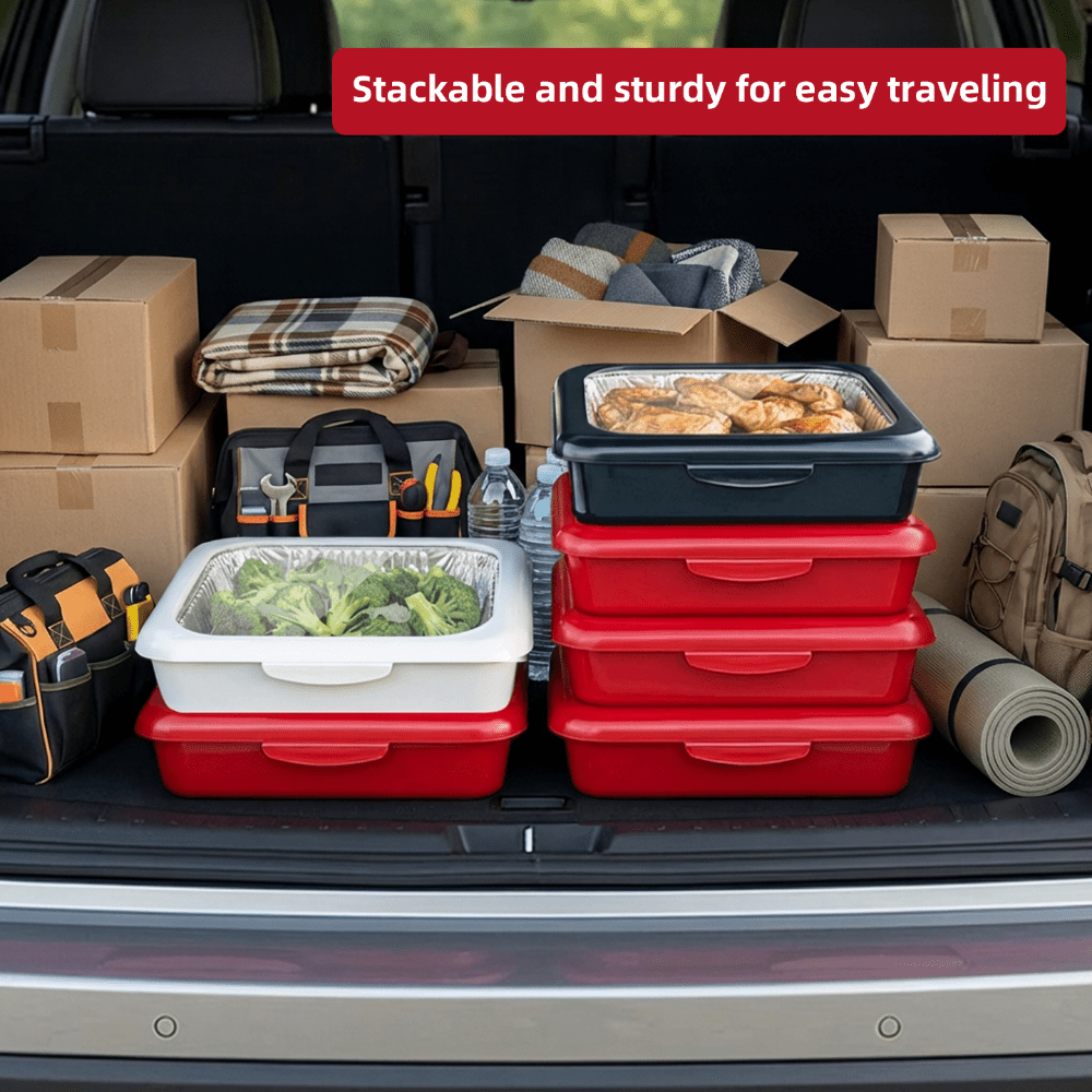 Set of 3 Elegant Pans 2 IN 1 Reusable Plastic Food Storage Boxes with 2 Complimentary Foil Trays for Outdoor Gatherings, Celebrations, Christmas, And Thanksgiving Presents