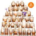 Amber Glass Bud Vases Set of 36, Small Mixed Size Flower Vases with Vintage Look for Rustic Wedding Centerpieces, Holiday Tables and Home Decor