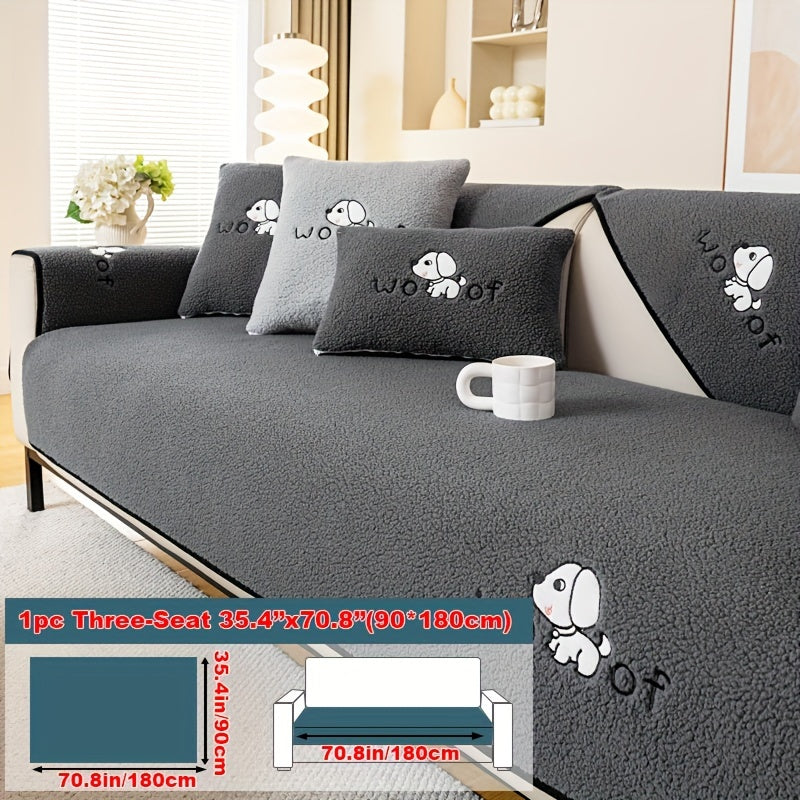 1pc Sherpa Couch Protector, Enhanced Sofa Cover, Suitable for Pets, a Favorite Among Pets, Thick Plush Sofa Shield, Non-Slip Plush Sofa Cover, Furniture Protection Cover, Home Decor for Bedroom, Office, And Living Room