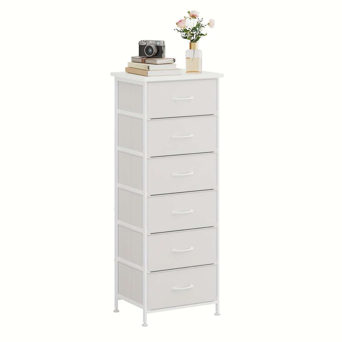 WHONLINE Tall Dresser, 41/47In Storage Dresser Organizer with 6/7 Fabric Drawers for Bedroom, Nightstand Furniture in Closet, Entryway, Closet Systems, Clothing And Closet Storage, for School Storage, Home Decor, for Back to School