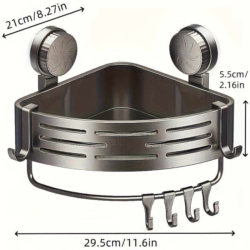 Space-saving suction cup bathroom rack - no drilling required, strong triangular rack with hooks, suitable for shower and toilet walls/ tiles, multi-purpose storage organizer, 4pcs, available in season