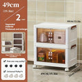 Foldable Rolling Storage Cabinet, White Stackable Organizer with Lid and Front Doors, 49 cm Options in 2 to 5 Layers for Clothes, Bedding and Packaged Snacks