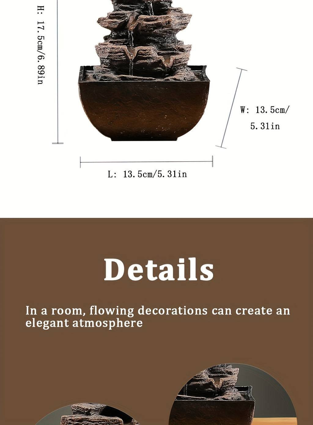 1pc Desktop Fountain, Meditation Waterfall, LED Illuminated Desktop Fountain, Vividly Simulating Rocks, Suitable For Home, Office, Bedroom Decoration, Living Room Decoration, Hotel Club Decoration, USB Powered Desktop Fountain