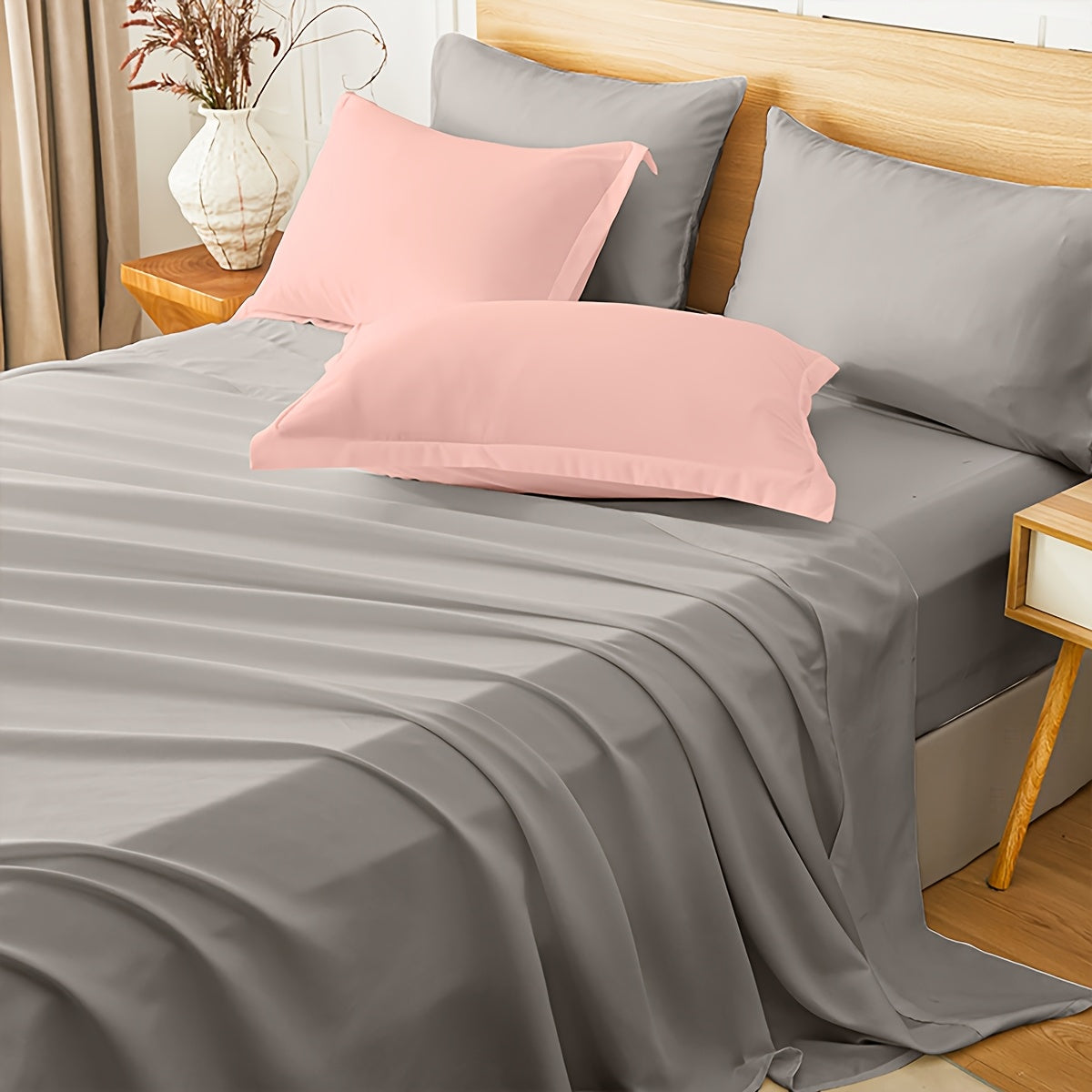 5/7pcs Luxurious Double-sided Checked Pattern Comforter Set-Breathable-Ultra Soft Fluffy Fiber Filling, Warmth for All Seasons-Bed In A Bag with Comforter, Flat Sheet, Fitted Sheet, Pillowcases, And Pillowshams, Family Gift Set, Random Color