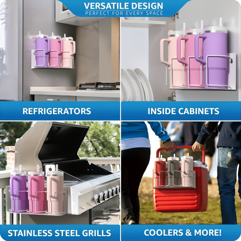 Magnetic Cup Holder - A 3-layer Refrigerator Organizer for Cups, Glasses and Water Bottles. Space-saving Design with A Powerful Magnetic Base, Perfect for Kitchen and Bathroom Storage. Kitchen Storage Solution. Modern Kitchen Accessories. Durable Ca
