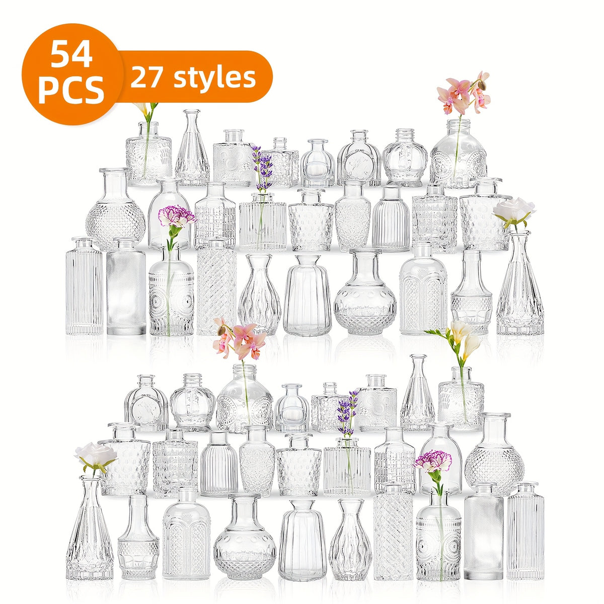 TOMNK Glass Bud Vases In Bulk, Flower Vases For Flowers In Bulk For Rustic Wedding Home Table Decorations, Can Be Used As A Gift For Weddings, Anniversaries, Birthdays, Weddings, Or Housewarming Banquets, For Halloween And Christmas