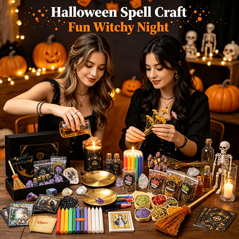 94/130/Large Witchcraft Supplies Kit for Spells, Witch Box Includes Pink Candles, Wiccan Supplies And Tools, Beginner Witchcraft Kit for Pagan Rituals Halloween