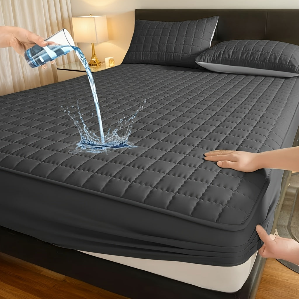 1pc Modern Soft Breathable Waterproof Bed Fitted Sheet - Lightweight, Fitted Mattress Protector For All Beds, Bedding Essentials, Minimalist Design (Excluding Pillowcases)