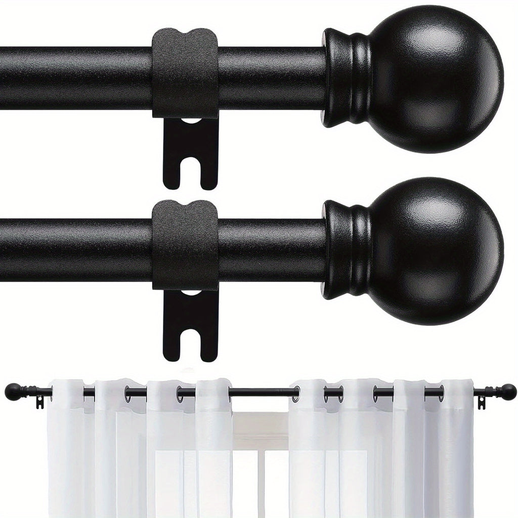 2 Pack Curtain Rods for Windows 28 to 95 Inch, 5/8 Inch Extra Long Matte Black Curtain Rod for Bathroom, Living Room, Kitchen
