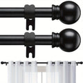 Matte Black Curtain Rods, 2-Pack 5/8 Inch Window Drapery Poles in 28–52, 28–66 or 28–95 Inch Length Options for Living Room, Kitchen and Bathroom