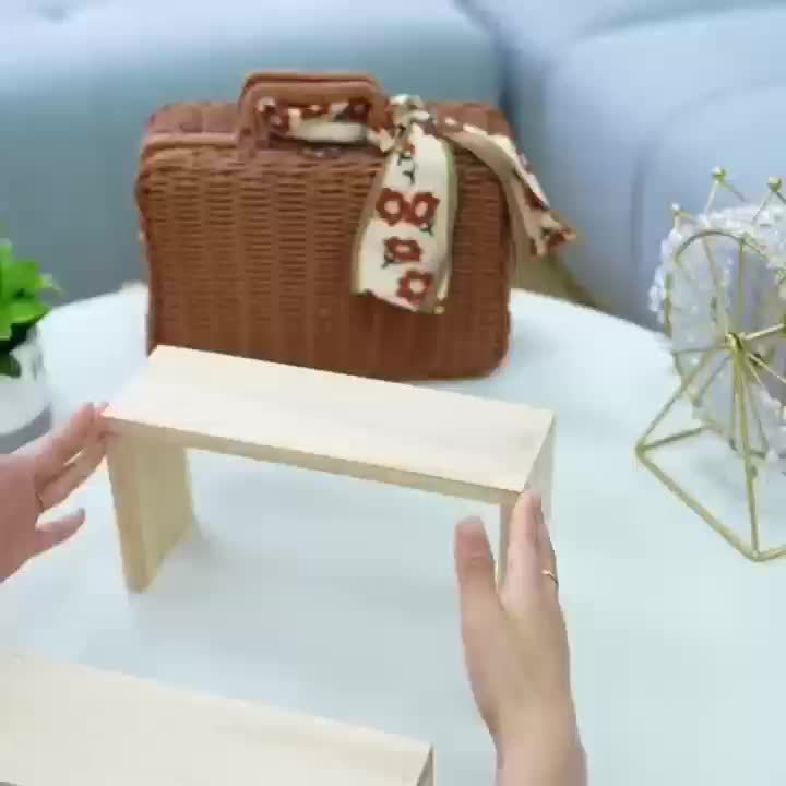 Three-Tier Wooden Display Rack - a Modern Rectangular Home Decor Storage Shelf, a Space-Saving Tabletop Organizer