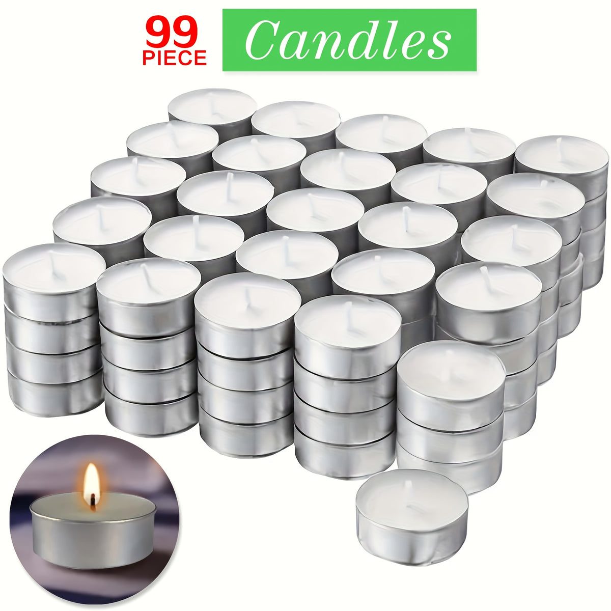 49/99pcs Unscented White Tea Wax Candles - Smokeless, Long-Lasting 2.5 Hour Burn Time for Weddings, Halloween, Christmas, Birthdays & More, Party Supplies, Home Decoration, Simple Decor, Timeless Style, Clean Burning, Holiday Shoppers, Gift Buyers