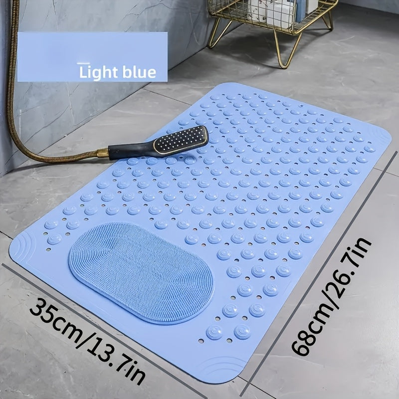 Non-Slip PVC Bath with Massage Buttons- Light& Multi-Color Polka Pattern, Rectangular Shower and Bathroom Safety, 0.35inch Thick, Durable PVC Material, Bath Accessories
