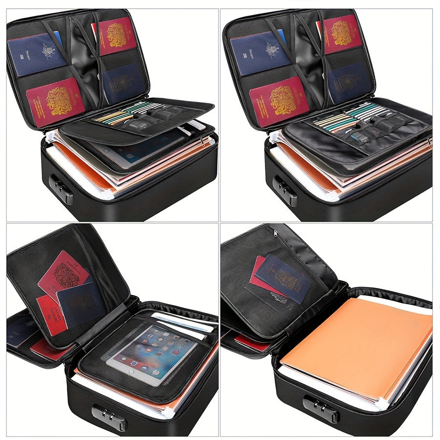 Document Organizer with Combination Lock-Portable, Multi-Compartment Storage Bag for Home/Office, And Travel-Secure File Storage for Documents, Cards, And Gadgets, Storage Bins for Home Organization