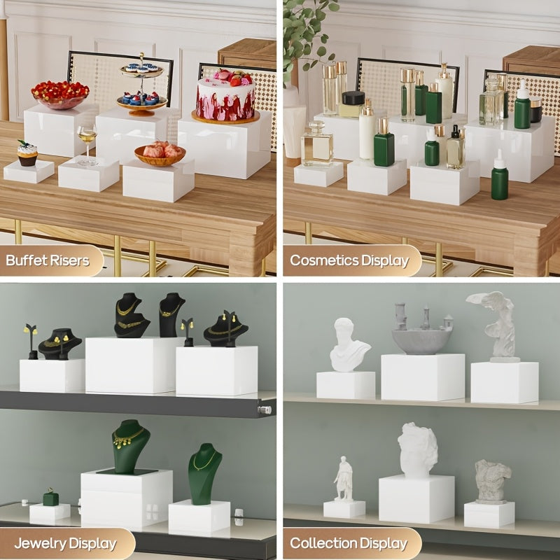 6pcs Clear Acrylic Boxes For Display As Buffet Risers And Stands, Food Risers For Party, Table, Stands, Including 8", 7", 6", 5", 4", 3" (Small, 6pcs, Clear)