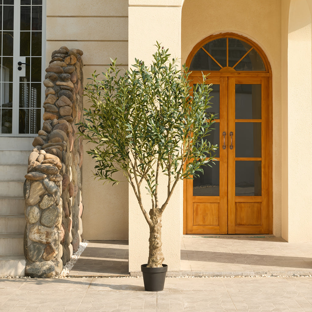 5/6/7/8ft Artificial Olive Tree, Faux Olive Plant with Black Planter, 39/49/54/62 Branches & 1390/2055/2871/4007 Silk Leaves, Perfect for Indoor Home Office Decor, Living Room, Bedroom, And Gift Ideas